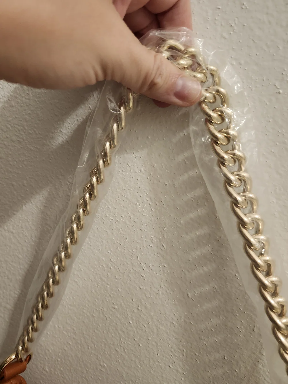 Classic Tan Hobo with Gold Chain Strap